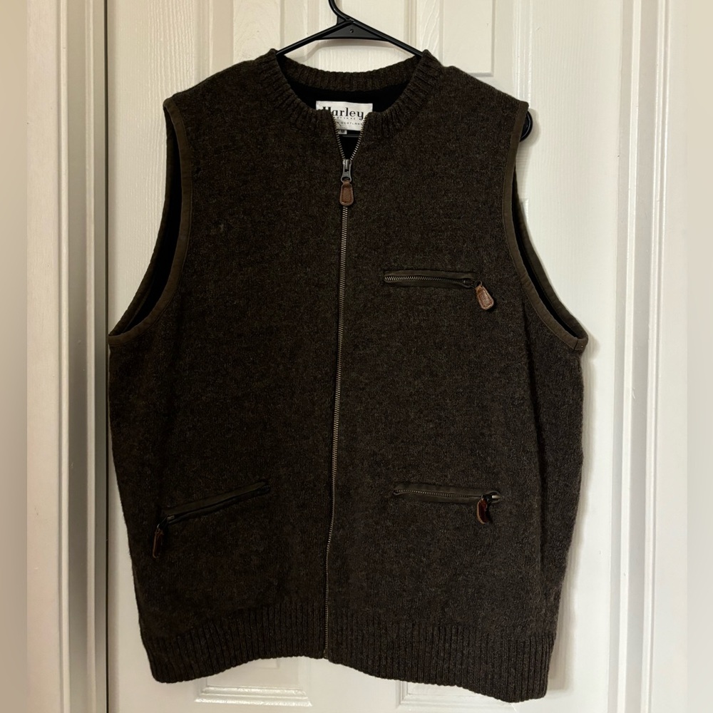 Harley of Scotland 100% Wool Brown Lined Sweater Vest